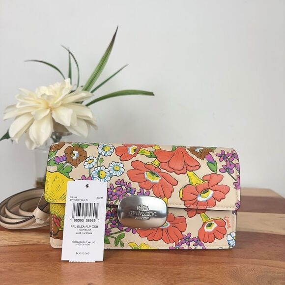 NWT Coach Eliza Small Flap Crossbody With Floral Print - Picture 8 of 11